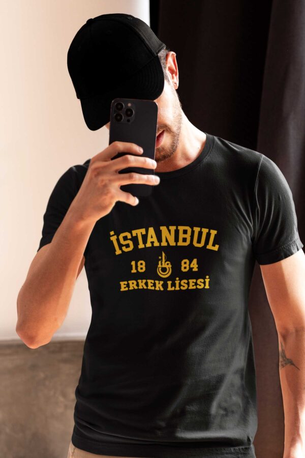 İstanbul Erkek Lisesi Siyah Tişört  - 1884 Kolej Stili - Görsel 2