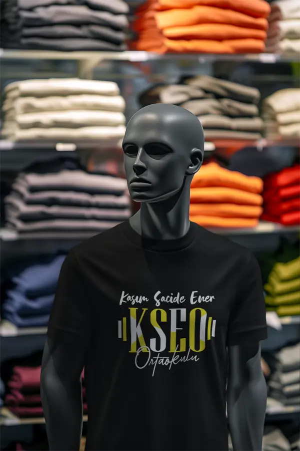 Kasım Sacide Ener Ortaokulu Siyah Tişört – Modern Tasarım “KSEO” Baskılı - Görsel 2
