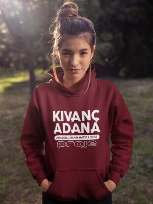 Kıvanç Adana Anadolu İmam Hatip Lisesi Bordo Kapüşonlu Sweatshirt – Proje Okul Tasarımı
