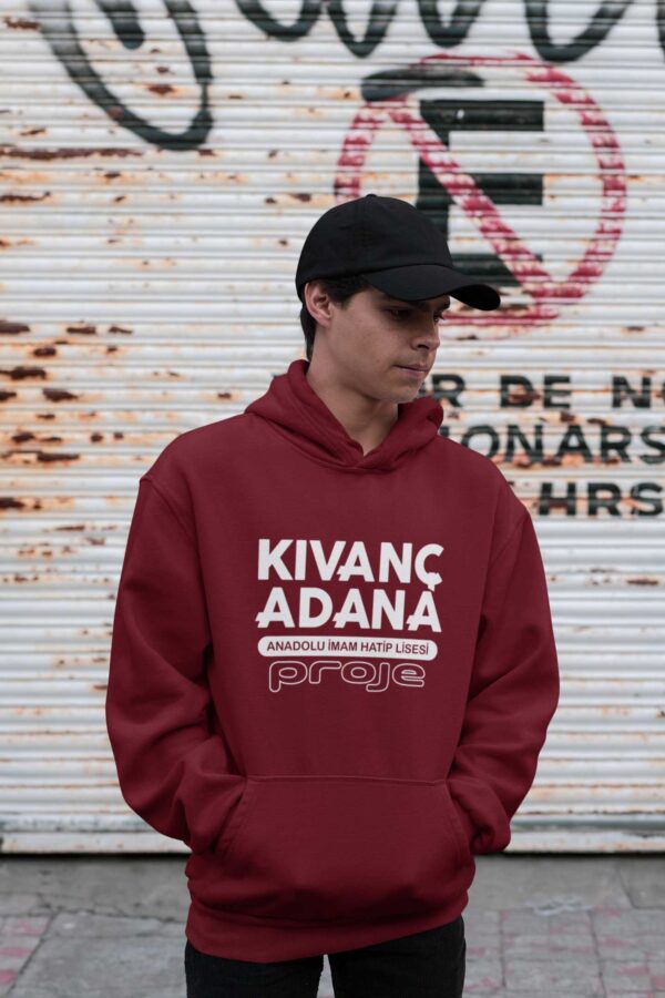 Kıvanç Adana Anadolu İmam Hatip Lisesi Bordo Kapüşonlu Sweatshirt – Proje Okul Tasarımı - Görsel 2