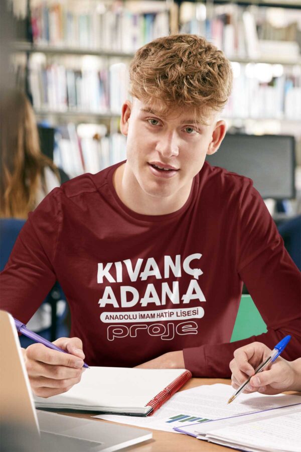 Kıvanç Adana Anadolu İmam Hatip Lisesi Bordo Uzun Kollu Tişört – Proje Okul Tasarımı - Görsel 2