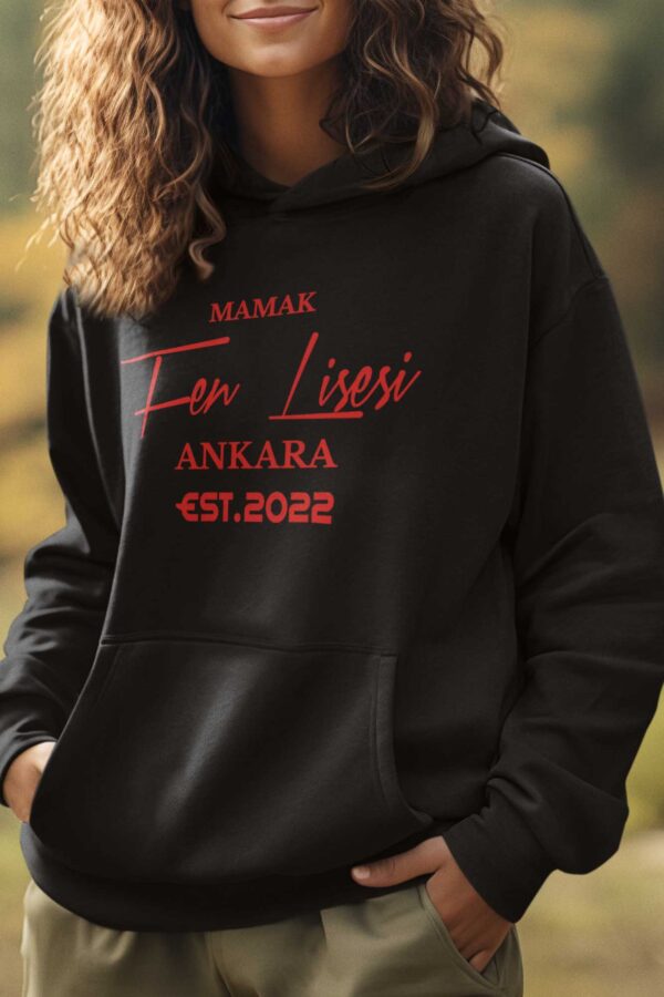 Mamak Fen Lisesi Kapüşonlu Sweatshirt – Siyah, Unisex, Ankara Kolej Stili (EST.2022)