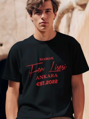 Mamak Fen Lisesi Siyah Tişört – Ankara Kolej Stili, EST.2022