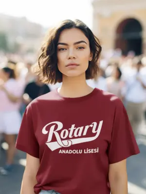 Rotary Anadolu Lisesi Bordo Tişört – Retro Tipografi Tasarımı