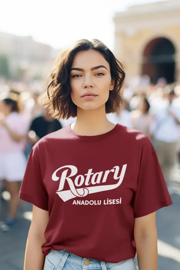 Rotary Anadolu Lisesi Bordo Tişört – Retro Tipografi Tasarımı