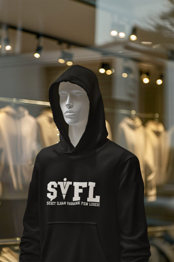 Şehit İlhan Varank Fen Lisesi Siyah Kapüşonlu Sweatshirt – SVFL Logolu, Genç ve Modern Tasarım - Görsel 2