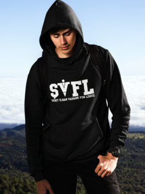 Şehit İlhan Varank Fen Lisesi Siyah Kapüşonlu Sweatshirt – SVFL Logolu, Genç ve Modern Tasarım