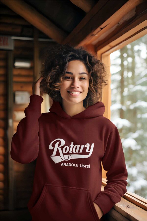 Seyhan Rotary Anadolu Lisesi Bordo Hoodie - Görsel 2