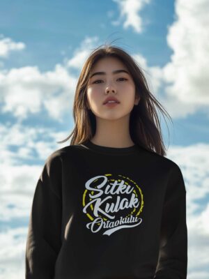 Sıtkı Kulak Ortaokulu Siyah Sweatshirt– Siyah, Unisex, Sıfır Yaka Tasarım