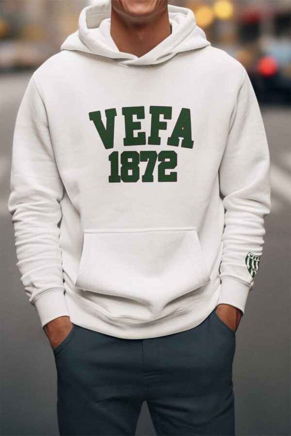 Vefa Lisesi Beyaz Kapüşonlu Sweatshirt – Kolej Stili, 1872 Armalı Tasarım - Görsel 2