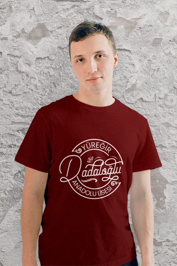 Yüreğir Dadaloğlu Anadolu Lisesi Tişört – Bordo, Unisex, Özel Tasarım - Görsel 2