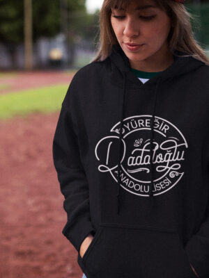 Yüreğir Dadaloğlu Anadolu Lisesi Kapüşonlu Sweatshirt – Siyah, Unisex, Özel Tasarım