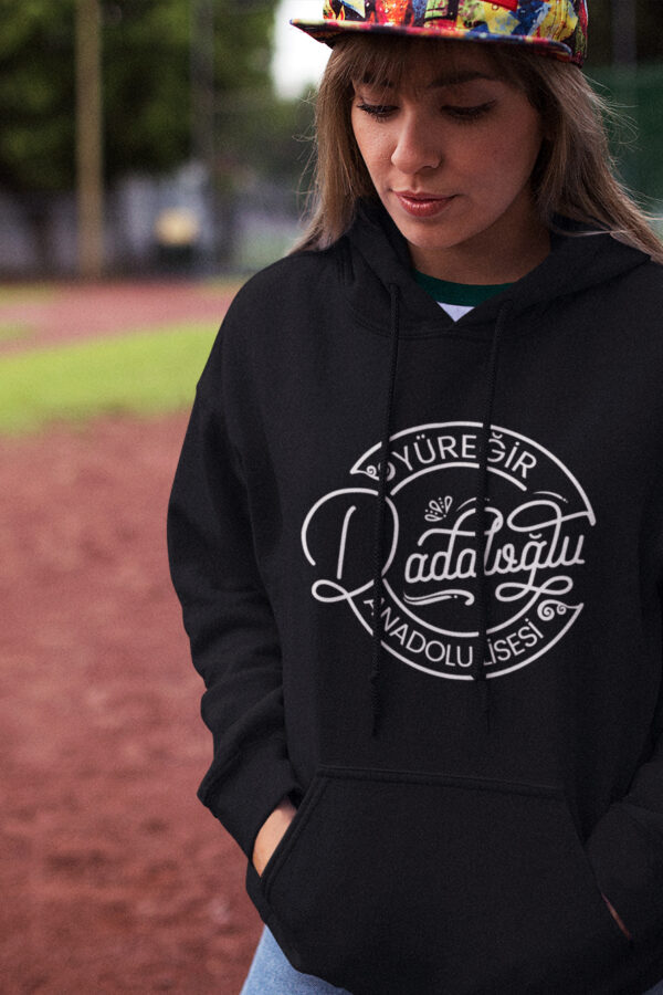 Yüreğir Dadaloğlu Anadolu Lisesi Kapüşonlu Sweatshirt – Siyah, Unisex, Özel Tasarım