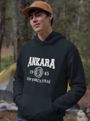 Ankara Üniversitesi Tıp Fakültesi 1945 Lacivert Kapüşonlu Sweatshirt