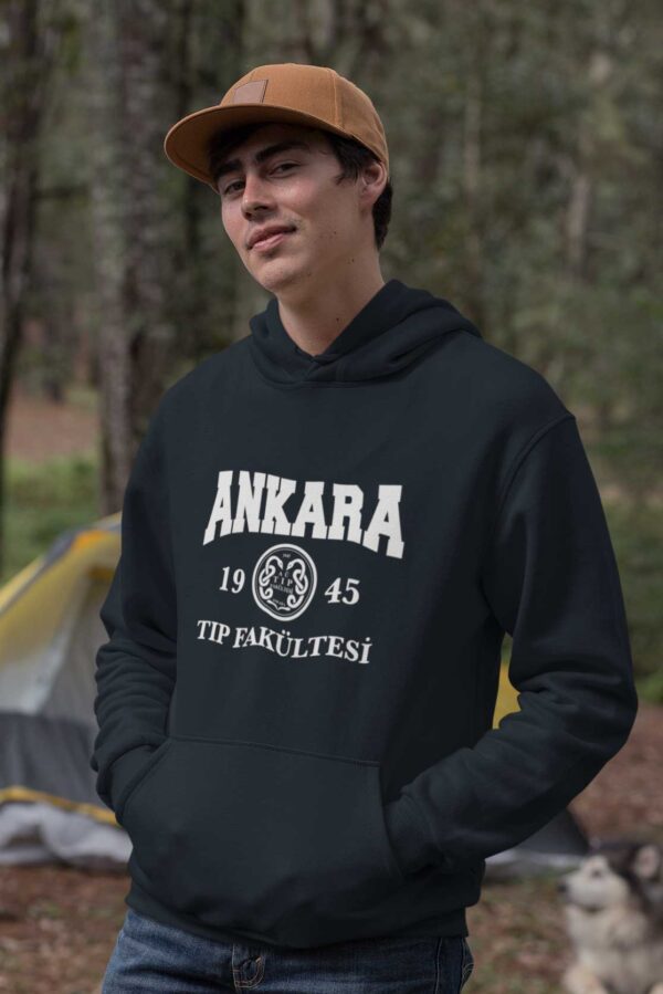 Ankara Üniversitesi Tıp Fakültesi 1945 Lacivert Kapüşonlu Sweatshirt