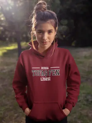 Bursa Tofaş Fen Lisesi Bordo Kapüşonlu Sweatshirt – Genç ve Şık Stil