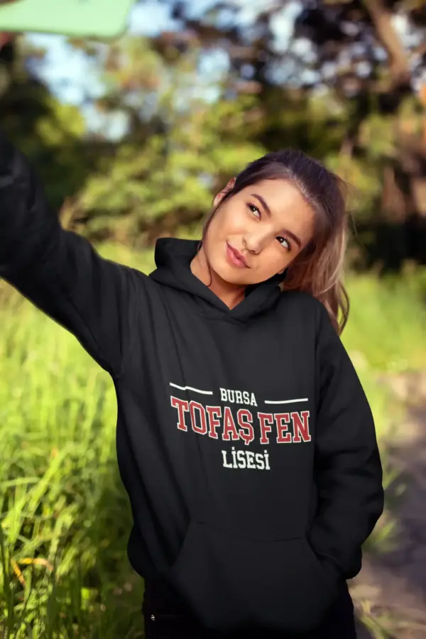 Bursa Tofaş Fen Lisesi Siyah Kapüşonlu Sweatshirt - Tarzını Okulda da Yansıt! - Görsel 2