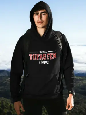 Bursa Tofaş Fen Lisesi Siyah Kapüşonlu Sweatshirt - Tarzını Okulda da Yansıt!