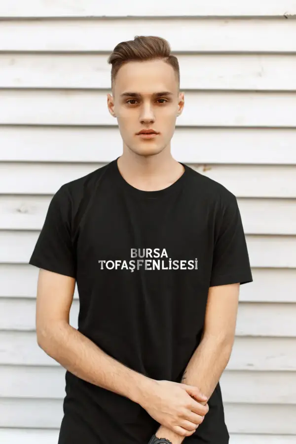 Bursa Tofaş Fen Lisesi Siyah Sıfır Yaka Tişört – Modern ve Şık Tasarım
