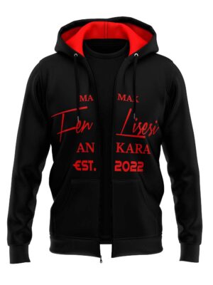 Mamak Fen Lisesi Siyah Fermuarlı Kapüşonlu Sweatshirt – Ankara EST.2022