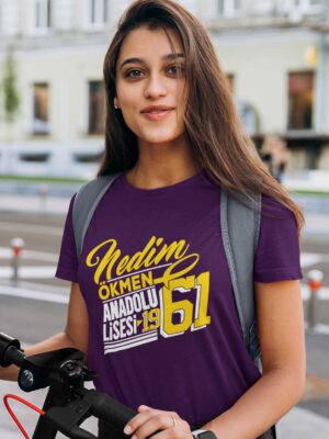 Nedim Ökmen Anadolu Lisesi Mor Tişört – %100 Pamuk