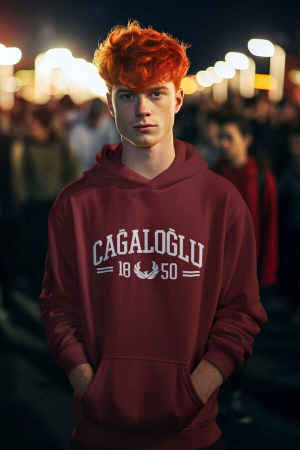 Çağaloğlu Anadolu Lisesi Bordo Kapşonlu Sweatshirt – 1850 Koleksiyon - Görsel 2