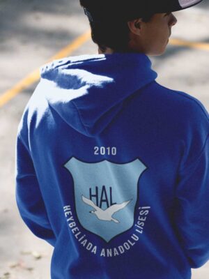 Heybeliada Anadolu Lisesi Saks Mavi Kapüşonlu Sweatshirt