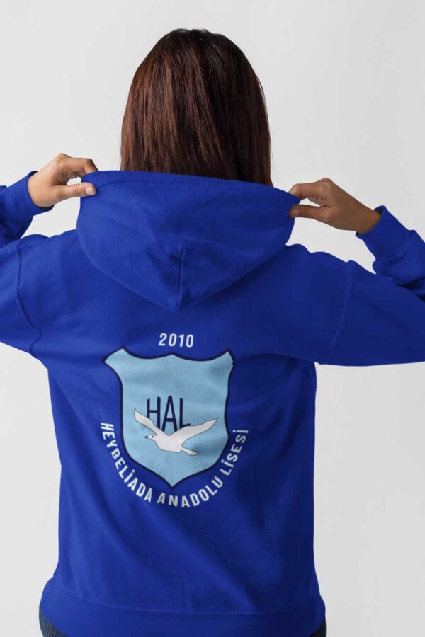Heybeliada Anadolu Lisesi Saks Mavi Kapüşonlu Sweatshirt - Görsel 2